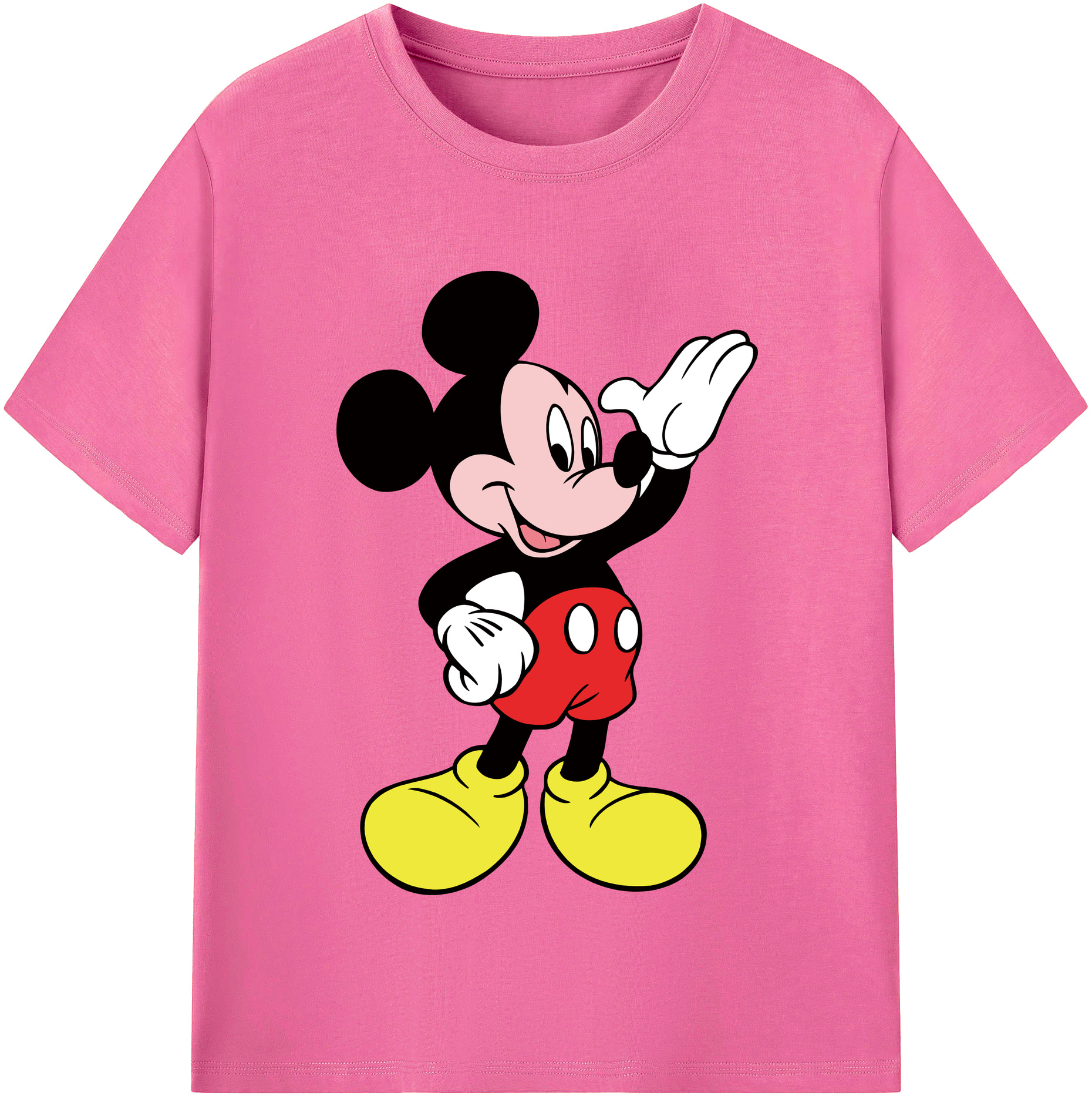 （画像用） ミッキーマウス Mickey Mouse レディースカジュアルプリントTシャツ（綿100％）
